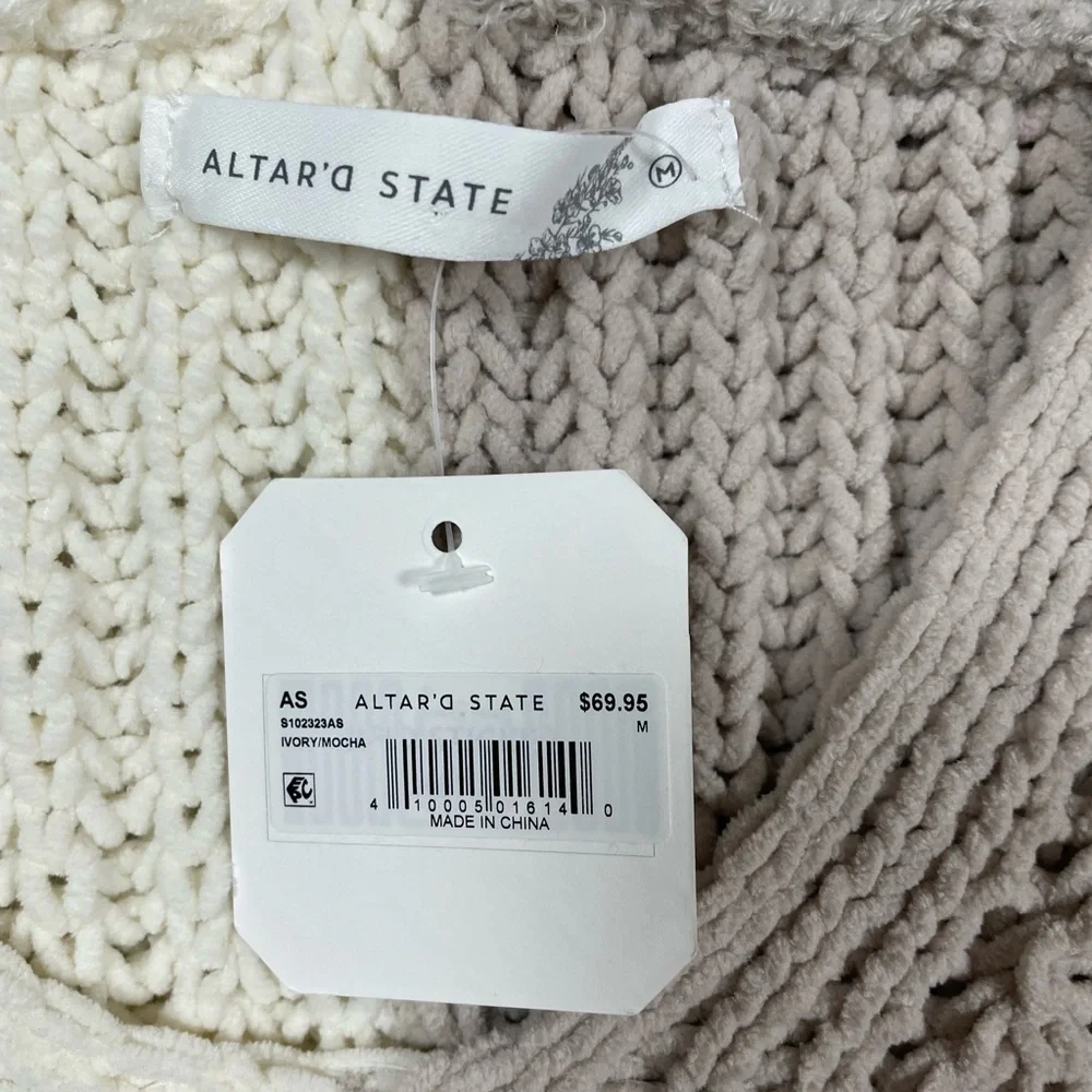 ALTAR’d State Sweater Colorblock Knit Cropped Pullover NWT Women’s Size Medium - Picture 4 of 14